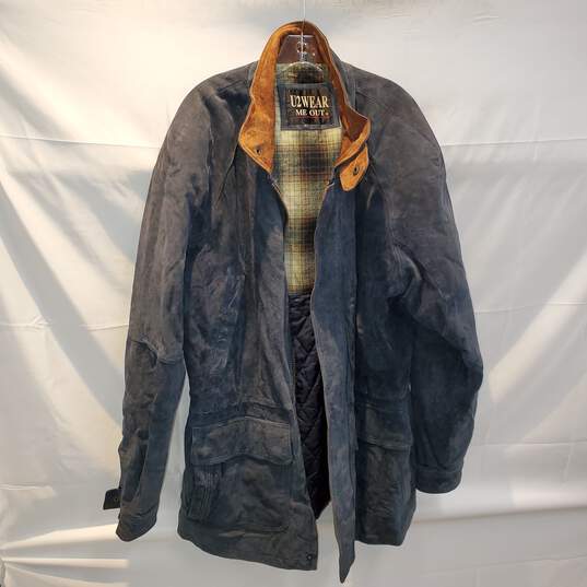 U2 Wear Me Out Full Zip Up Navy Genuine Leather Jacket Size XLT image number 1