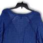 Womens Blue Knitted V-Neck Long Sleeve Side Slit Pullover Sweater Size 1X image number 4