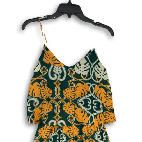 H&M Womens Green Orange Tropical Print Spaghetti Strap Blouson Dress Size 4 image number 3