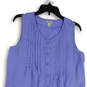 Womens Blue Round Neck Sleeveless Button Front A-Line Dress Size 12 Reg image number 3