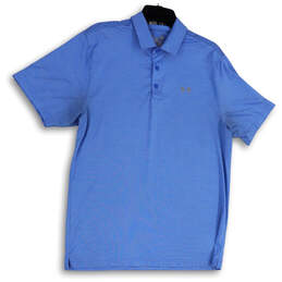Mens Blue Regular Fit Short Sleeve Collared Pullover Polo Shirt Size L