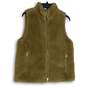 J. Crew Womens Brown Fleece Mock Neck Sleeveless Full-Zip Vest Size 8 image number 1