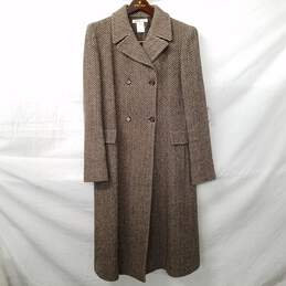 Brown Wool Silk Trench Coat Sz 10