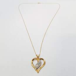 10K Gold Diamond Heart Pendant Necklace 1.6g