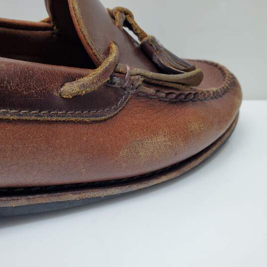 VTG. Mn Allen Edmonds Nashua Tassel Brown Leather Loafers Sz Approx. 11.5 In. Heel Toe image number 2