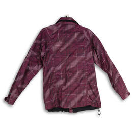 Womens Purple Plaid Mock Neck Long Sleeve Full-Zip Jacket Size Small alternative image