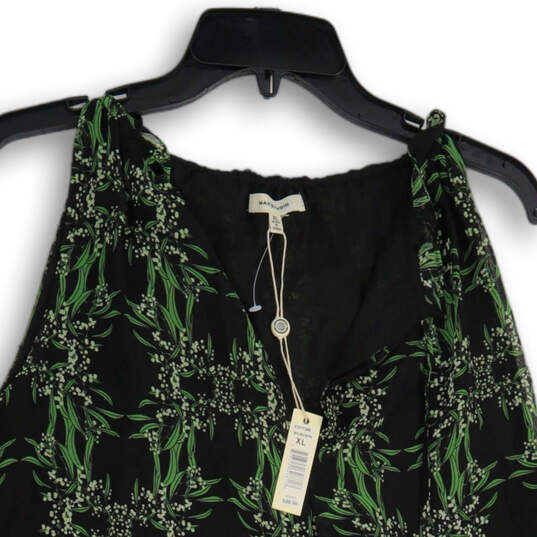 NWT Womens Black Green Floral Keyhole Neck Sleeveless Blouse Top Size XL image number 3