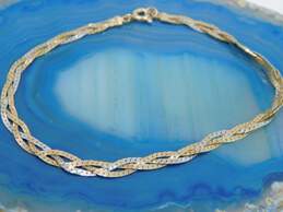 14K Yellow & White Gold Braided Chain Bracelet 2.9g