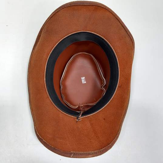 Men's Crushable Leather Outback Hat Sz L image number 5