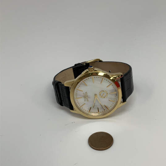 Designer Invicta Gold-Tone 5108 Quartz Leather Strap Analog Wristwatch image number 2
