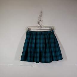 Womens Plaid Pleated Front Side Zip Short Mini Skirt Size XS