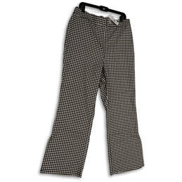 NWT Womens Black White Houndstooth Straight Leg Trouser Pants Size 1