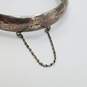 Sterling Silver Embossed Design Hinge W/Safety Chain 7in Bracelet 16.7g image number 4