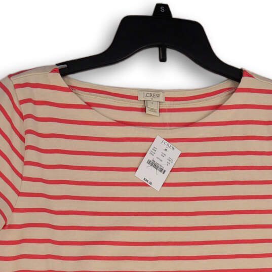 NWT Womens Pink Ivory Striped Round Neck Short Sleeve Pullover T-Shirt Size S image number 3