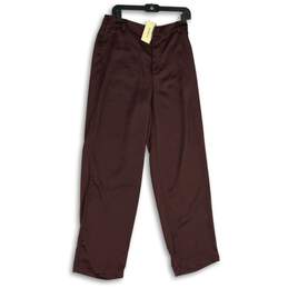 NWT Good American Womens Burgundy Slash Pockets Flat Front Dress Pants Size 6/28