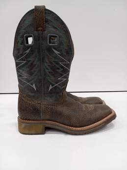 Double-H Men's F2892-18 Brown & Gray Square-Toe Western Boots Size 9D