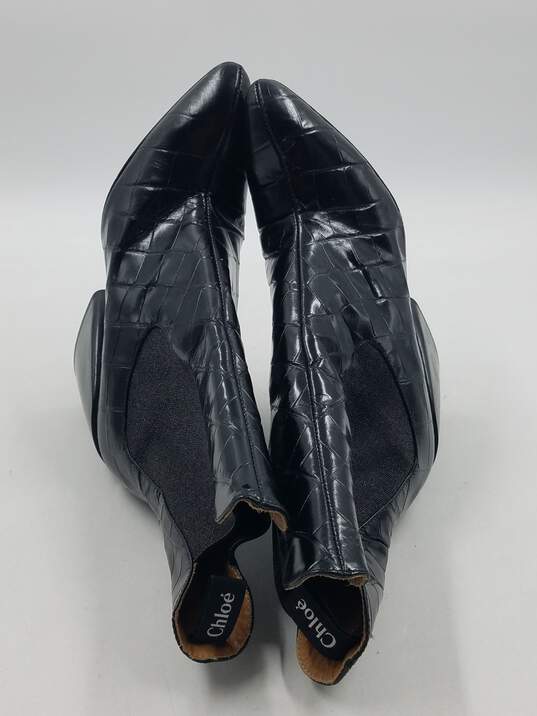 Authentic Chloé Black Croc Chelsea Boots W 5 image number 6