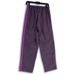 Womens Purple Striped Elastic Waist Drawstring Track Pants Size Medium alternative image