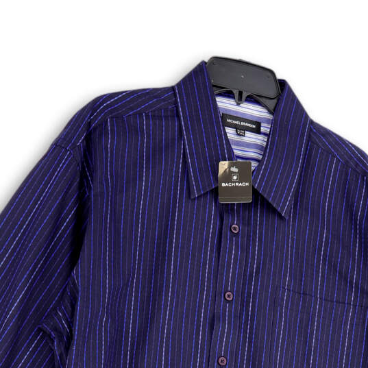 NWT Mens Blue Pinstripe Long Sleeve Collared Button-Up Shirt Sz XXL 18-18.5 image number 3