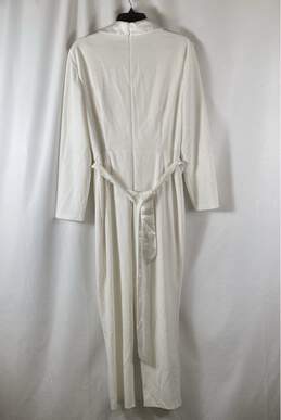 Adrianna Papell Womens White Long Sleeve Belted One-Piece Tuxedo Jumpsuit Sz 12 alternative image