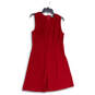 Womens Red Round Neck Sleeveless Back Zip Fit And Flare Dress Size Large image number 1