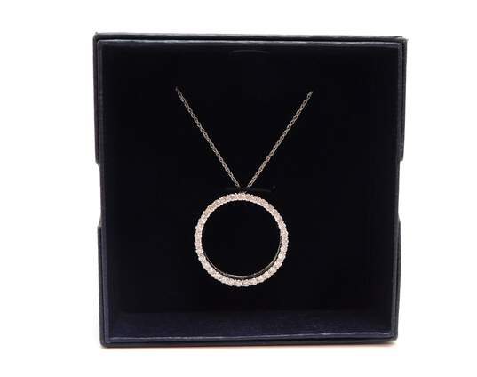 Stauer 925 Sterling Silver 2.16CTTW Diamond Open Circle Pendant On Chain Necklace In Original Box 55.1g image number 1