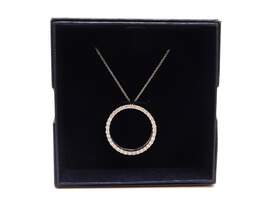 Stauer 925 Sterling Silver 2.16CTTW Diamond Open Circle Pendant On Chain Necklace In Original Box 55.1g