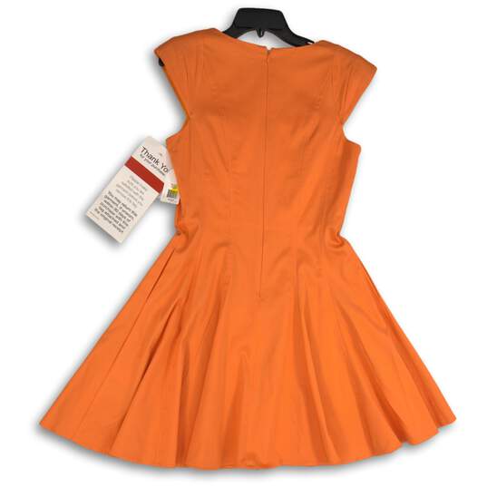 NWT Jessica Simpson Womens Orange Cap Sleeve V-Neck Fit & Flare Dress Size 8 image number 2