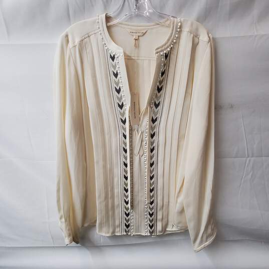 Rebecca Taylor White Chevron Embroidered Top Size 12 image number 1