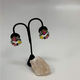Designer J. Crew Gold-Tone Floral Multicolor Crystal Wreath Stud Earrings alternative image