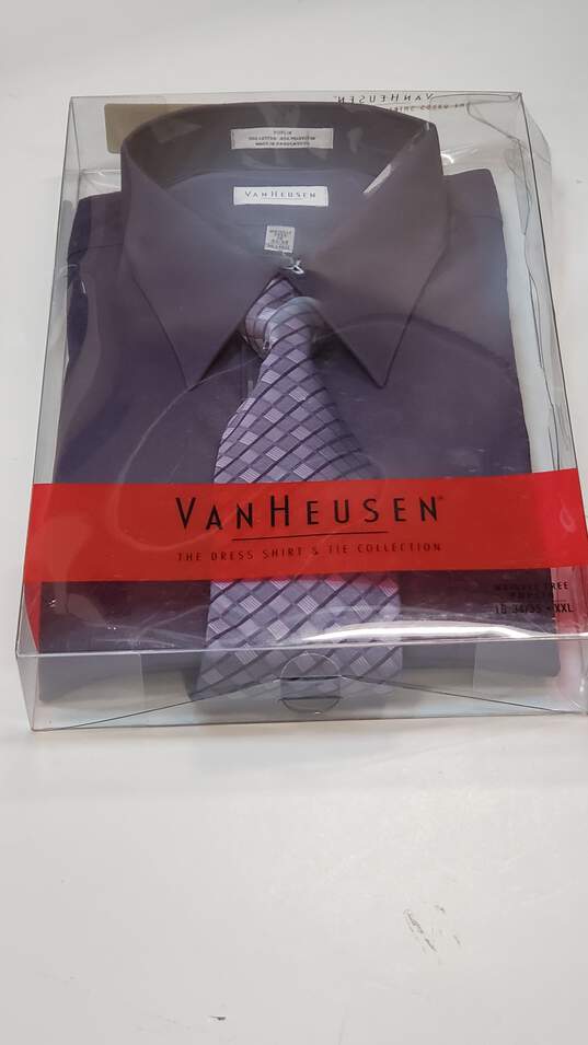 Van Heusen Men Plum Button Up and Tie Set XXL NWT image number 2