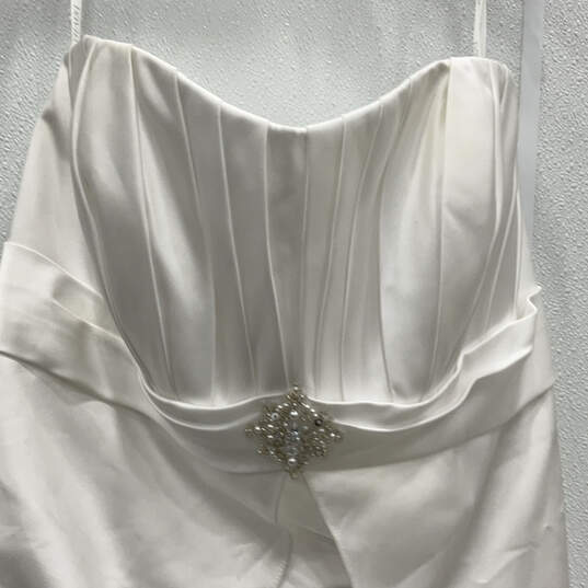 NWT Womens White Pleated Square Neck Strapless Wedding A-Line Dress Sz 24W image number 3