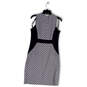 Womens Blue Gray Striped Sleeveless Round Neck Back Zip Sheath Dress Sz 10 image number 2