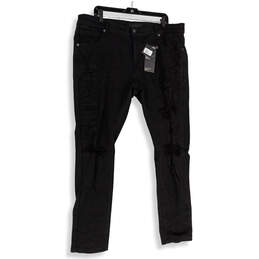 NWT Mens Black Denim Dark Wash Straight Leg Jeans Size 42x32