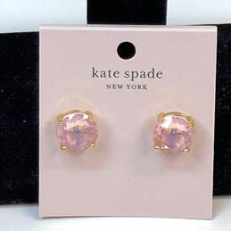 Designer Kate Spade New York Gold-Tone Pink Round Glitter Stud Earrings