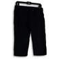 Womens Black Flat Front Drawstring Pockets Straight Leg Capri Pants Size 8 image number 3