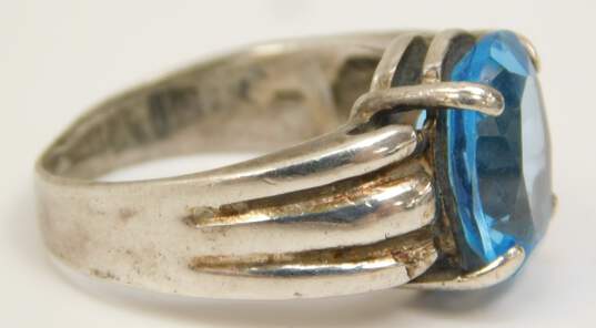 Artisan 925 Vermeil Blue Topaz Halo Pendant Necklace Drop Earrings & Ring image number 11