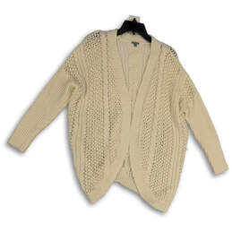 Womens Beige Knitted Long Sleeve Open Front Cardigan Sweater Size Medium