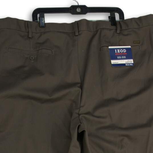 NWT IZOD Mens Brown Dual Pleat Slash Pocket Straight Leg Chino Pants Size 54x30 image number 4
