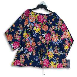 NWT Chaps Womens Multicolor Floral 3/4 Sleeve Pullover Blouse Top Size 1X