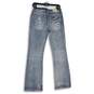 Womens Light Blue Denim Distressed 5-Pocket Design  Straight Leg Jeans Size 27 image number 2