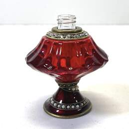 2 Vintage Perfume Bottles Tassel Atomizer & Ruby Red Glass Perfume Bottles alternative image