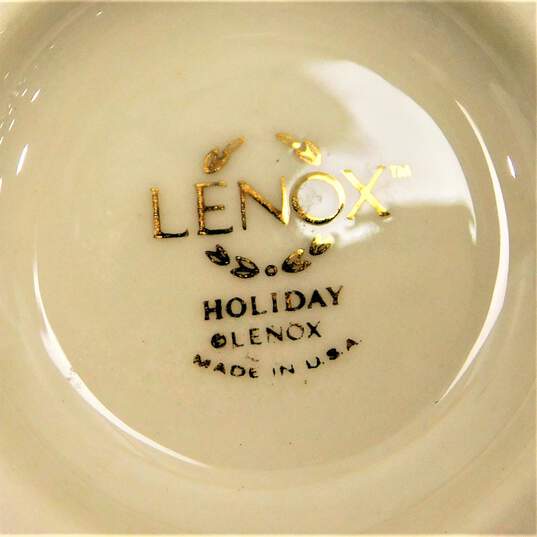 Lenox Christmas China Bud Vase Holiday Basket Leaf Dish Holly Leaf Berry IOB image number 6