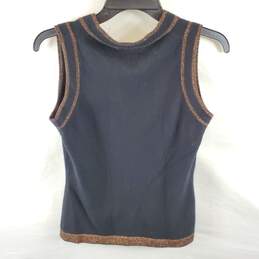 Neiman Marcus Women Black Knitted Metallic Vest S alternative image