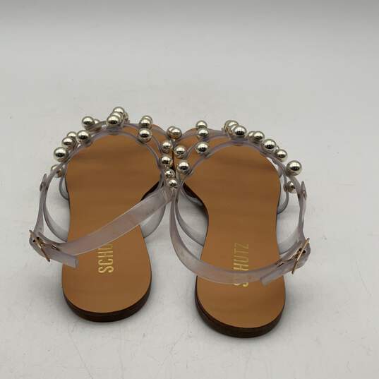 IOB Schutz Womens Yarin Silver Transparent Beaded Open Toe Strappy Sandals 5.5 B image number 3