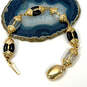 Designer Swarovski Gold-Tone Black And Clear Stones Link Chain Bracelet image number 2