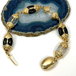 Designer Swarovski Gold-Tone Black And Clear Stones Link Chain Bracelet alternative image
