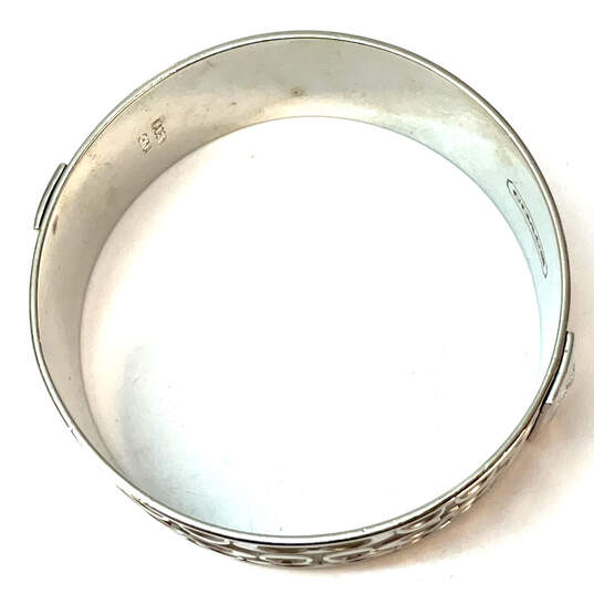 Designer Coach Gold-Tone Studed Signature Wide Round Bangle Bracelet image number 3