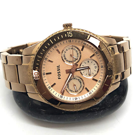 Designer Fossil Stella ES-2859 Gold-Tone Stainless Steel Analog Wristwatch image number 3