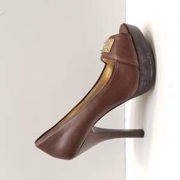 Michael Kors Women's Brown Leather Peep Toe Pumps Size 7